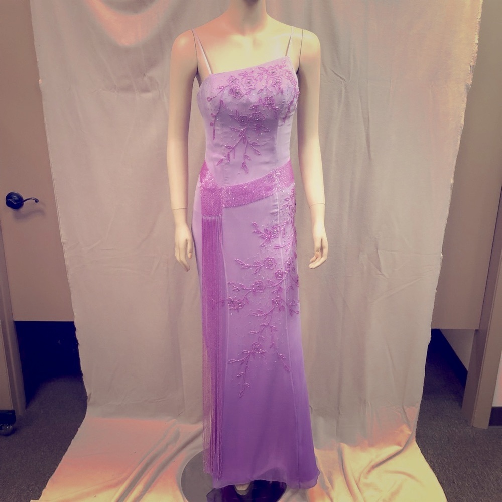 Vintage Lavender Ombre Elegant Beaded Gown